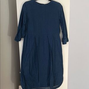 Muji Cotton Denim 3/4 Sleeve Midi Dress